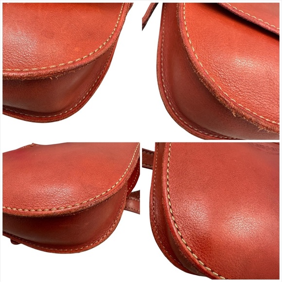 Fossil Austin Leather Salmon Flap Front Twist Turnlock Cossbody with Red Wallet - Picture 6 of 12